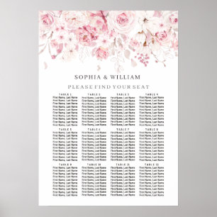 Blush Floral Table Wedding Seating Chart Poster