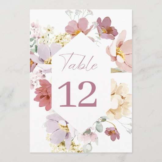 Blush Floral Tafelnummer (Achterkant)