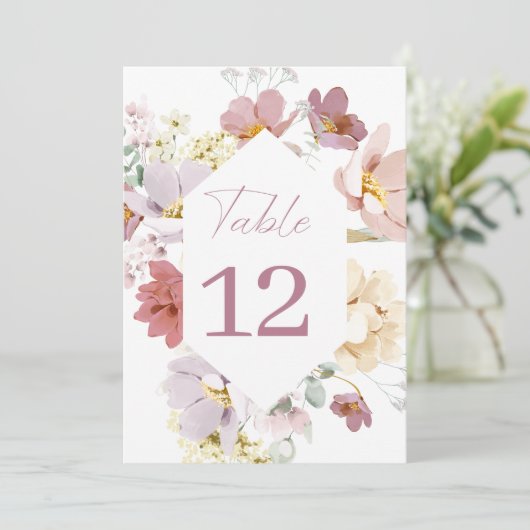 Blush Floral Tafelnummer (Staand voorkant)
