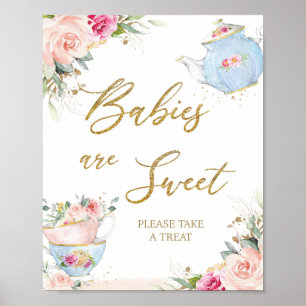 Blush Floral Tea Party Baby's zijn zoet Take Treat Poster