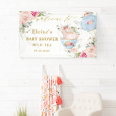 Blush Floral Tea Party Bridal Baby shower Backdrop Spandoek (Insitu)