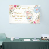Blush Floral Tea Party Bridal Baby shower Backdrop Spandoek (Beurs)