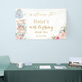 Blush Floral Tea Party Bridal Baby shower Backdrop Spandoek (Beurs)