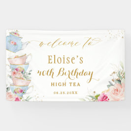 Blush Floral Tea Party Bridal Baby shower Backdrop Spandoek