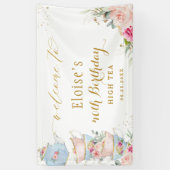 Blush Floral Tea Party Bridal Baby shower Backdrop Spandoek (Verticaal)