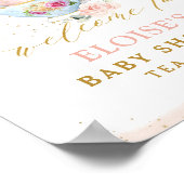 Blush Floral Tea Party Bridal Baby shower Welkom Poster (Hoek)