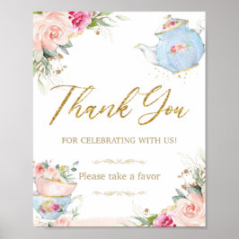 Blush Floral Tea Party Favorieten Baby Vrijgezelle Poster