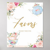 Blush Floral Tea Party Favorieten Baby Vrijgezelle Poster (Voorkant)