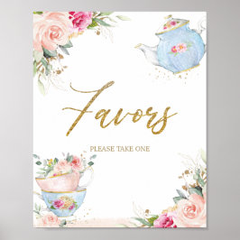 Blush Floral Tea Party Favorieten Baby Vrijgezelle Poster