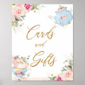 Blush Floral Tea Party Kaarten & Geschenken Bruids Poster (Voorkant)