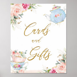 Blush Floral Tea Party Kaarten & Geschenken Bruids Poster