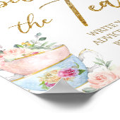 Blush Floral Tea Party Spill the Tea Vrijgezellenf Poster (Hoek)