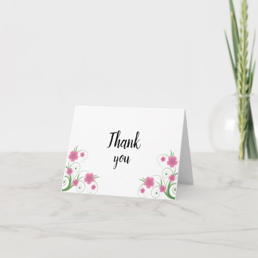 Blush Floral Thank You Card | Romantic Watercolor  Bedankkaart (Voorkant)