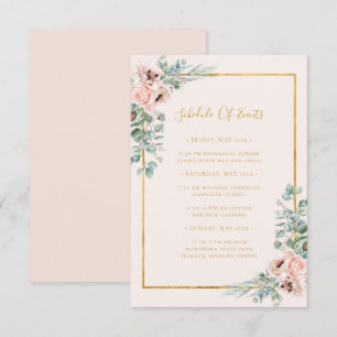Blush Floral Tijdschema voor het weduwen van pas Informatiekaartje