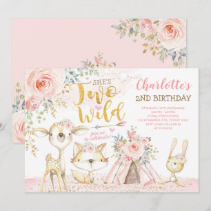 Blush Floral Tribal Woodland Twee Wilde 2e verjaar Kaart