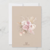 Blush Floral Tropical Boho Pampas Grass Wedding Kaart (Achterkant)