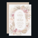 Blush Floral Tropical Boho Pampas Grass Wedding Kaart<br><div class="desc">These pampas grass and botanical floral uitnoes are the perfect touch to your a boho-themed wedding. Personalize the END with your details and if you want to further re-arrange the style and placement of the text,  please press the "Click to customize further" button.</div>