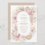 Blush Floral Tropical Boho Pampas Grass Wedding Kaart<br><div class="desc">These pampas grass and botanical floral uitnoes are the perfect touch to your a boho-themed wedding. Personalize the END with your details and if you want to further re-arrange the style and placement of the text,  please press the "Click to customize further" button.</div>