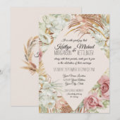 Blush Floral Tropical Palm Pampas Grass Greenery Kaart (Voorkant / Achterkant)