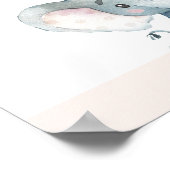 Blush Floral Twin Elephants Baby shower Welkom Poster (Hoek)