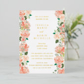 Blush Floral Two Brides Lesbian Couple Shower Folie Uitnodiging (Staand Voorkant)