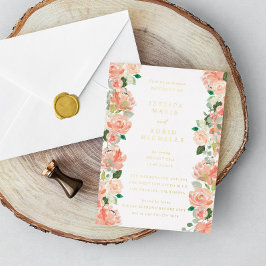 Blush Floral Two Brides Lesbian Couple Shower Folie Uitnodiging