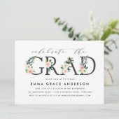 Blush Floral vieren de Afstudeerder Graduation Par Kaart (Staand voorkant)