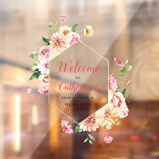 Blush Floral Vrijgezellenfeest Acrylwelkomstteken Raamsticker (Vel 2)