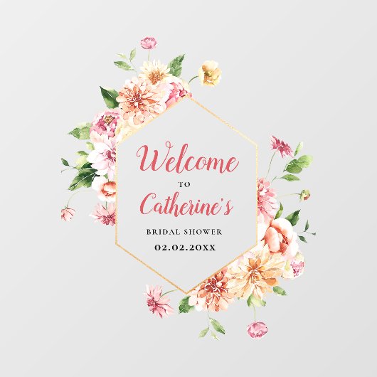 Blush Floral Vrijgezellenfeest Acrylwelkomstteken Raamsticker (Vel)