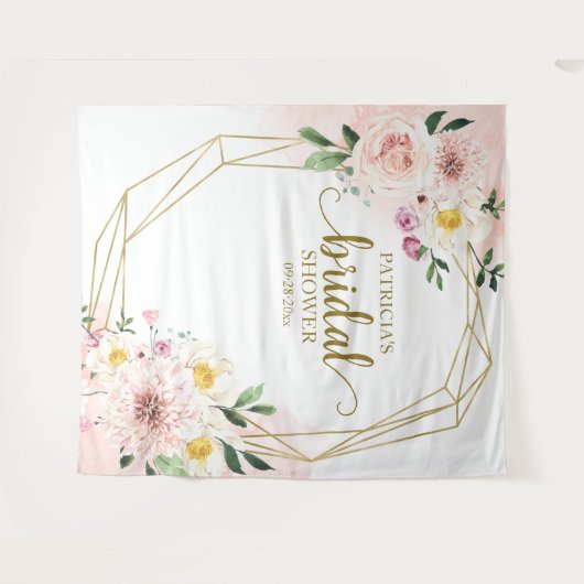 Blush Floral Vrijgezellenfeest Backdrop Foto Prop Wandkleed (Voorkant (horizontaal))