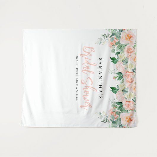 Blush Floral Vrijgezellenfeest Backdrop Wandkleed (Voorkant (horizontaal))