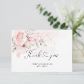 Blush Floral vrijgezellenfeest bedankt je creditca Kaart (Staand voorkant)