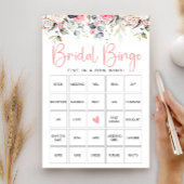 Blush Floral Vrijgezellenfeest Bingo Game Kaart