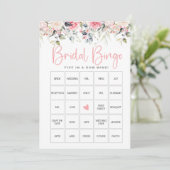 Blush Floral Vrijgezellenfeest Bingo Game Kaart (Staand voorkant)
