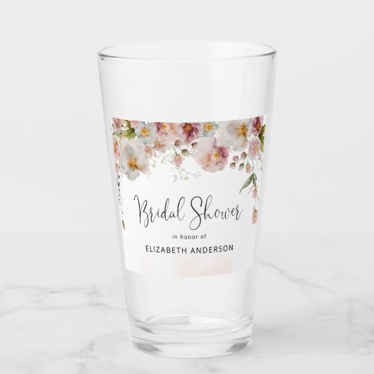 Blush Floral Vrijgezellenfeest glas (Voorkant)