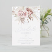 Blush Floral Vrijgezellenfeest Real Silver Folie Uitnodiging (Staand Voorkant)
