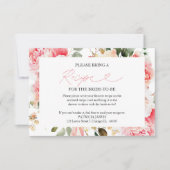 Blush Floral Vrijgezellenfeest Recept Aanvraag Kaart (Voorkant)