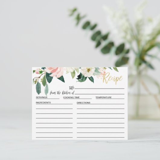 Blush Floral Vrijgezellenfeest Recept Kaart (Staand voorkant)