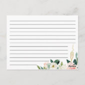 Blush Floral Vrijgezellenfeest Recept Kaart (Achterkant)