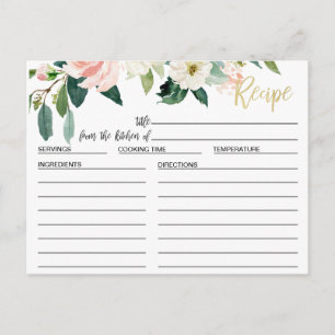 Blush Floral Vrijgezellenfeest Recept Kaart
