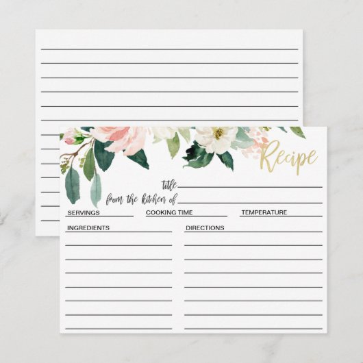 Blush Floral Vrijgezellenfeest Recipcard Bedankkaart (Voorkant / Achterkant)
