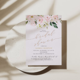 Blush Floral Vrijgezellenfeest Roos Gold Folie Uitnodiging