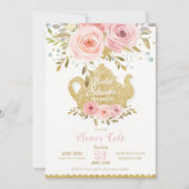 Blush Floral Vrijgezellenfeest Tea Party Invitatio Kaart (Voorkant)