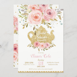 Blush Floral Vrijgezellenfeest Tea Party Invitatio Kaart