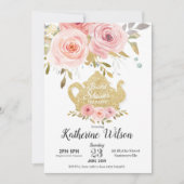 Blush Floral Vrijgezellenfeest Tea Party Invitatio Kaart (Voorkant)
