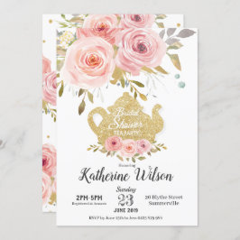 Blush Floral Vrijgezellenfeest Tea Party Invitatio Kaart