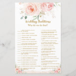 Blush Floral Vrijgezellenfeest Wedding Traditional<br><div class="desc">Antwoordsleutel: 1.L 2.P 3.E 4.N 5.B 6.A 7.G 8.M 9.O 10.H 11.D 12.C 13.J 14.K 15.F 16.R 17.I 18.Q Overeenkomende items die in voorraad zijn! c) de Happy Cat Studio.</div>