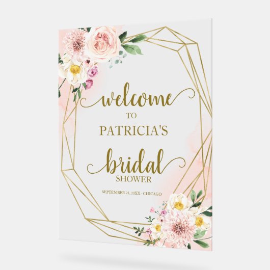 Blush Floral Vrijgezellenfeest Welkomstteken Acryl Bord (Hoek)