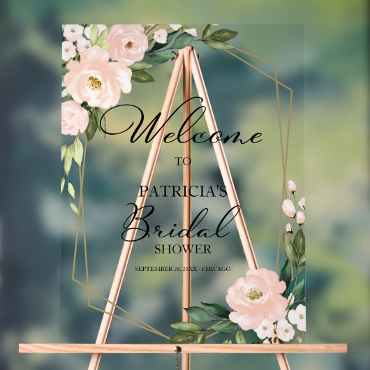 Blush Floral Vrijgezellenfeest Welkomstteken Acryl Bord (Neutraal)