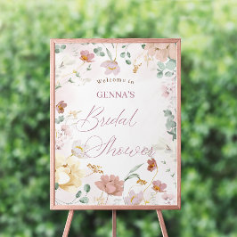 Blush Floral Vrijgezellenfeest Welkomstteken Poster